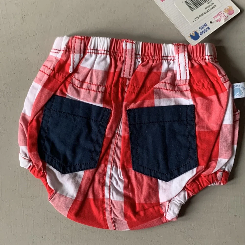 Rugged Butts Red Plaid Bloomer/diaper cover NWT size 0/3m
